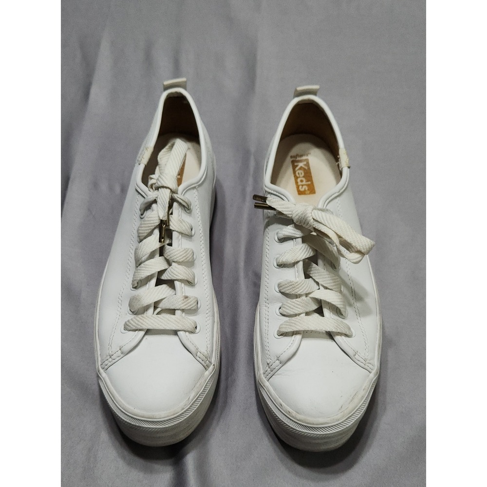 Keds Triple Up White Leather Platform Sneakers Womens 7.5 WH61626 Low Top